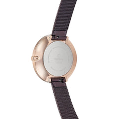 OBAKU Notat-Walnut Quartz Swarovski Crystal Brown Round Dial Women's Watch- V233LXVNMN