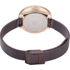 OBAKU Notat-Walnut Quartz Swarovski Crystal Brown Round Dial Women's Watch- V233LXVNMN