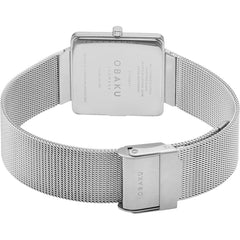 OBAKU KVADRAT-STEEL Quartz Silver Square Dial Women's Watch -V236LXCIMC