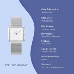 OBAKU KVADRAT-STEEL Quartz Silver Square Dial Women's Watch -V236LXCIMC