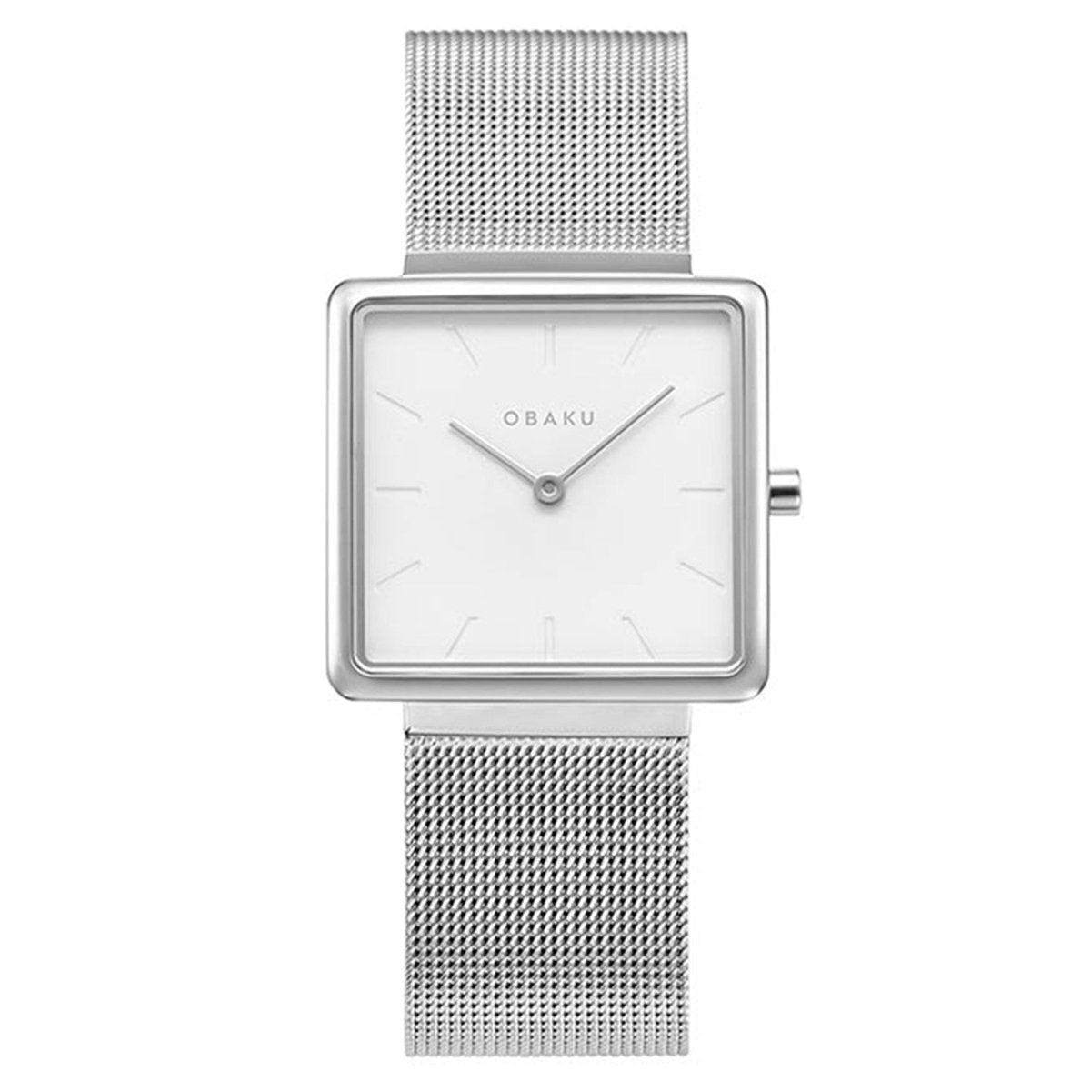 OBAKU KVADRAT-STEEL Quartz Silver Square Dial Women's Watch -V236LXCIMC