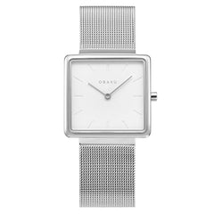 OBAKU KVADRAT-STEEL Quartz Silver Square Dial Women's Watch -V236LXCIMC