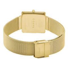 Obaku Kvadrat-Gold Quartz 4.7mm Slim Case White Square Dial Women's Watch- V236LXGIMG