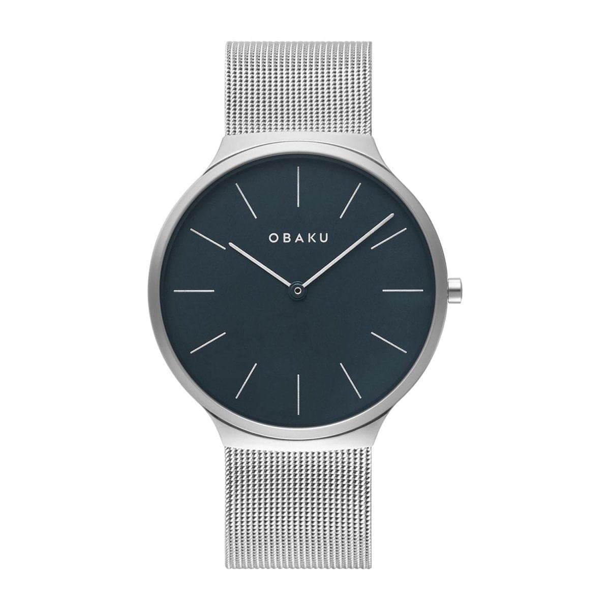Obaku Ark Cyan Quartz 4.7mm Slim Case Blue Round Dial Men's Watch- V240GXCLMC