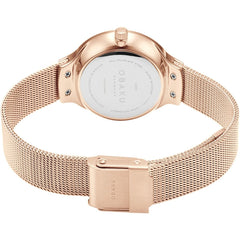 Obaku Vikke Rose Quartz 6.9mm Slim Case White MOP Round Dial Women's Watch- V241LXVWMV