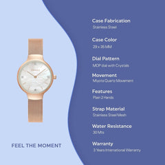 Obaku Vikke Rose Quartz 6.9mm Slim Case White MOP Round Dial Women's Watch- V241LXVWMV