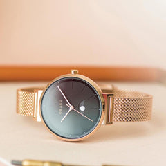OBAKU Maane Gerbera Multifunction Black Round Dial Women's Watch- V243LMVBMV