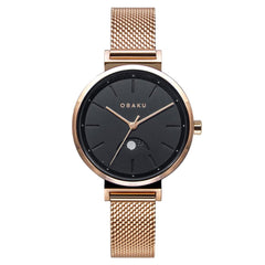 OBAKU Maane Gerbera Multifunction Black Round Dial Women's Watch- V243LMVBMV