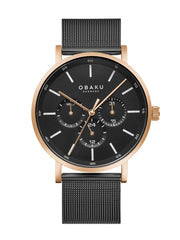 Obaku Ege Night Multifunction Brown Round Dial Men's Watch -  V246GMVBMB