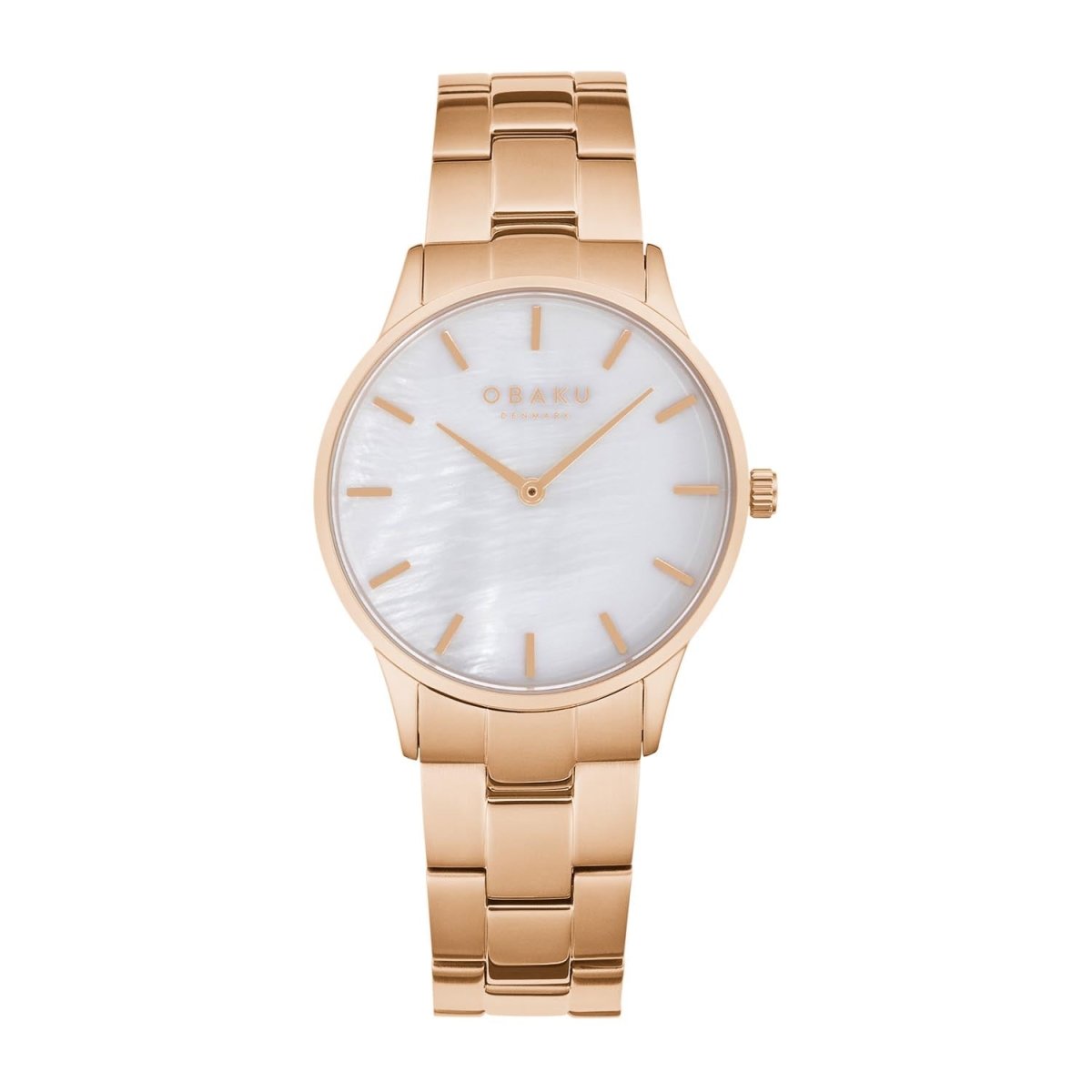 OBAKU Lyng-Rose Quartz MOP Round Dial Women's Watch- V247LXVWSV