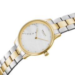 OBAKU SIVE LILLE Analog Crystal MOP Round Dial Pair Watch- V247PHGWSF