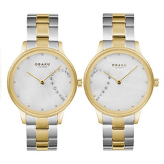 OBAKU SIVE LILLE Analog Crystal MOP Round Dial Pair Watch- V247PHGWSF