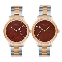 OBAKU SIVE LILLE Analog Crystal MOP Round Dial Pair Watch- V247PHVNSH
