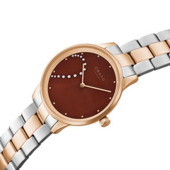 OBAKU SIVE LILLE Analog Crystal MOP Round Dial Pair Watch- V247PHVNSH