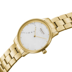 OBAKU SIVE LILLE Analog Crystal MOP Round Dial Pair Watch- V247PMGWSG