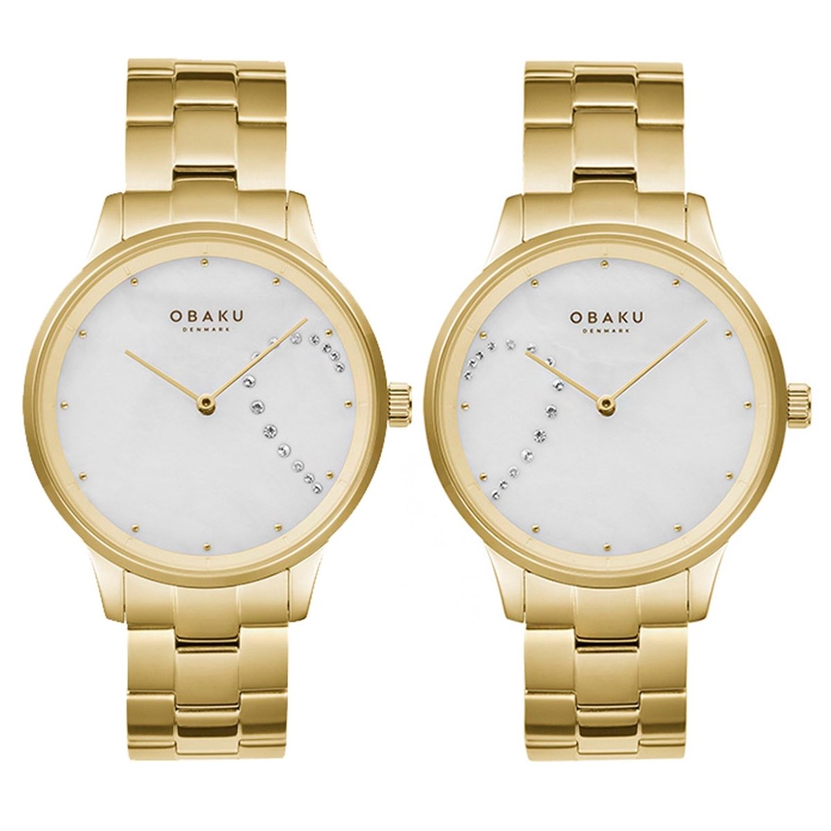 OBAKU SIVE LILLE Analog Crystal MOP Round Dial Pair Watch- V247PMGWSG