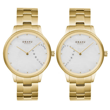 OBAKU SIVE LILLE Analog Crystal MOP Round Dial Pair Watch- V247PMGWSG