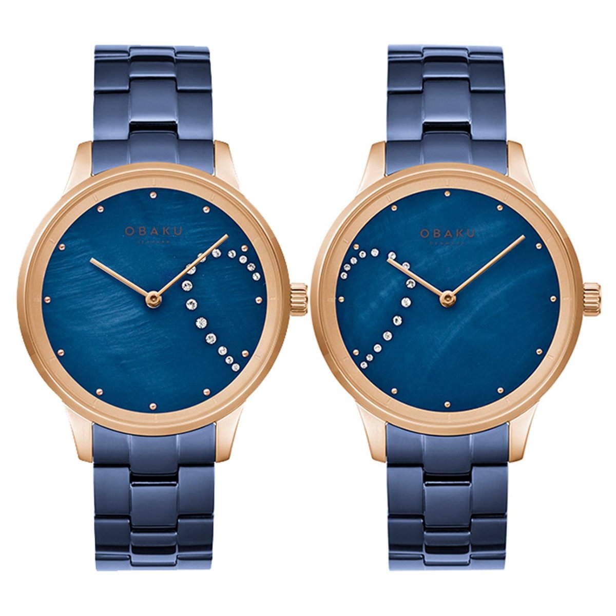 OBAKU SIVE LILLE Analog Crystal MOP Round Dial Pair Watch- V247PMVLSL