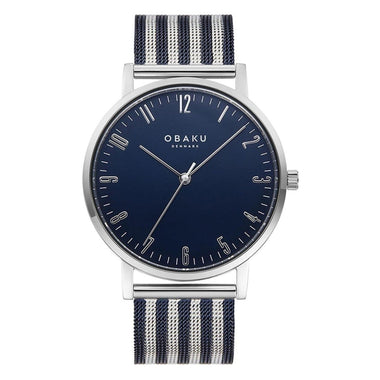 Obaku Brink Quartz 6.9mm Slim Case Blue Round Dial Men's Watch- V248GXCLMK