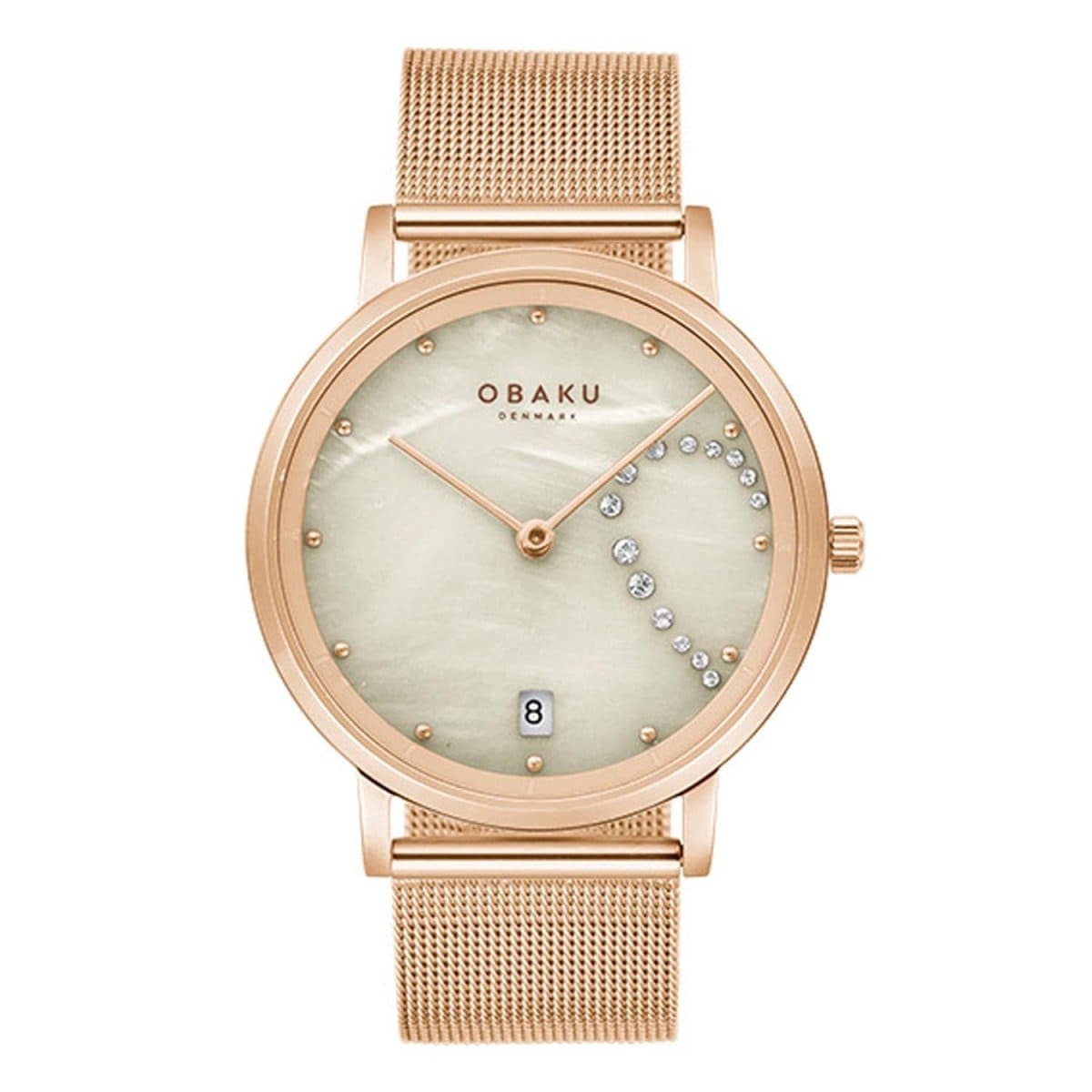 OBAKU Brink Quartz Crystal MOP Round Dial Women's Watch- V248LHVJMV