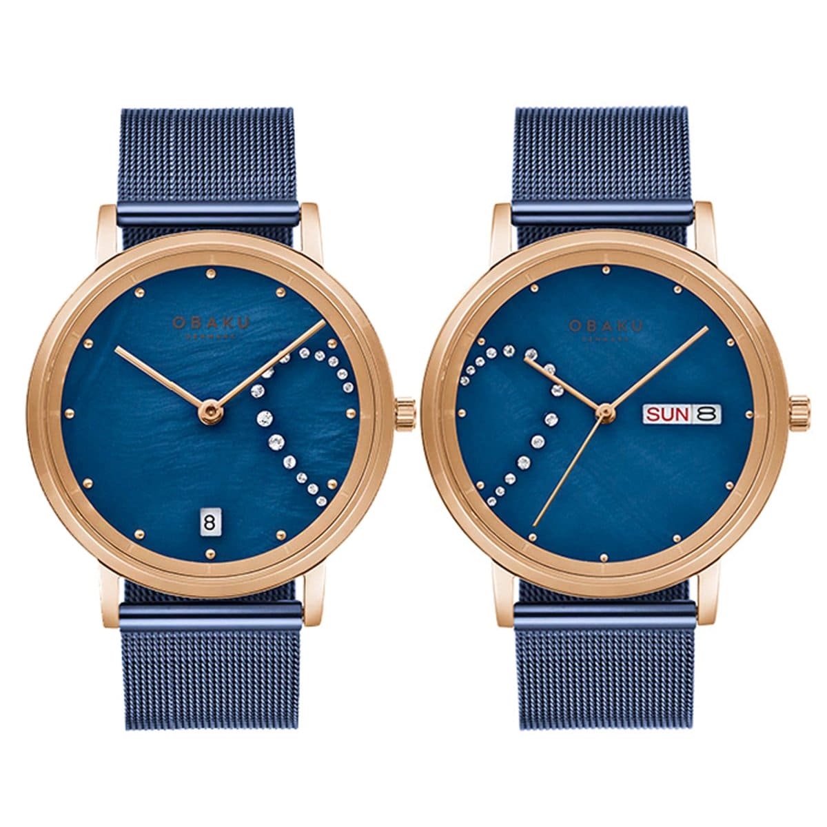 OBAKU DRAABE LILLE Analog Crystal MOP Round Dial Pair Watch- V248PHVLML