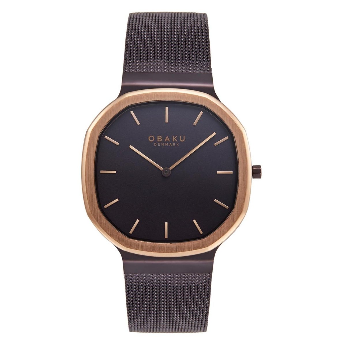 Obaku Oktant Ocean Quartz 4.7mm Slim Case Brown Octagonal Dial Men's Watch- V253GXXNMN