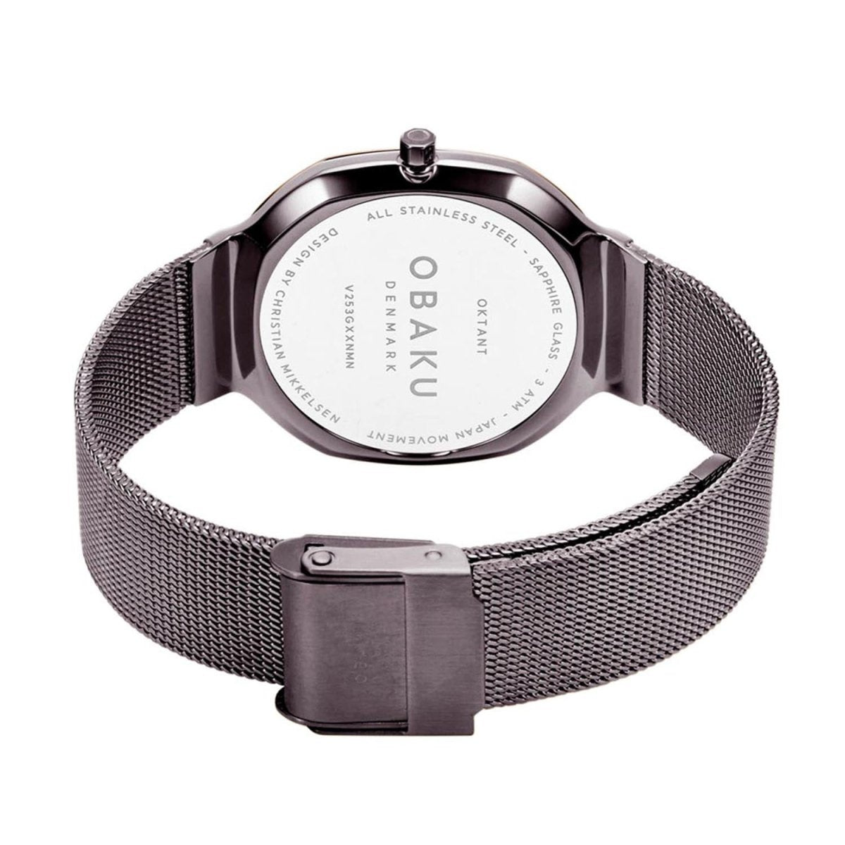 Obaku Oktant Ocean Quartz 4.7mm Slim Case Brown Octagonal Dial Men's Watch- V253GXXNMN