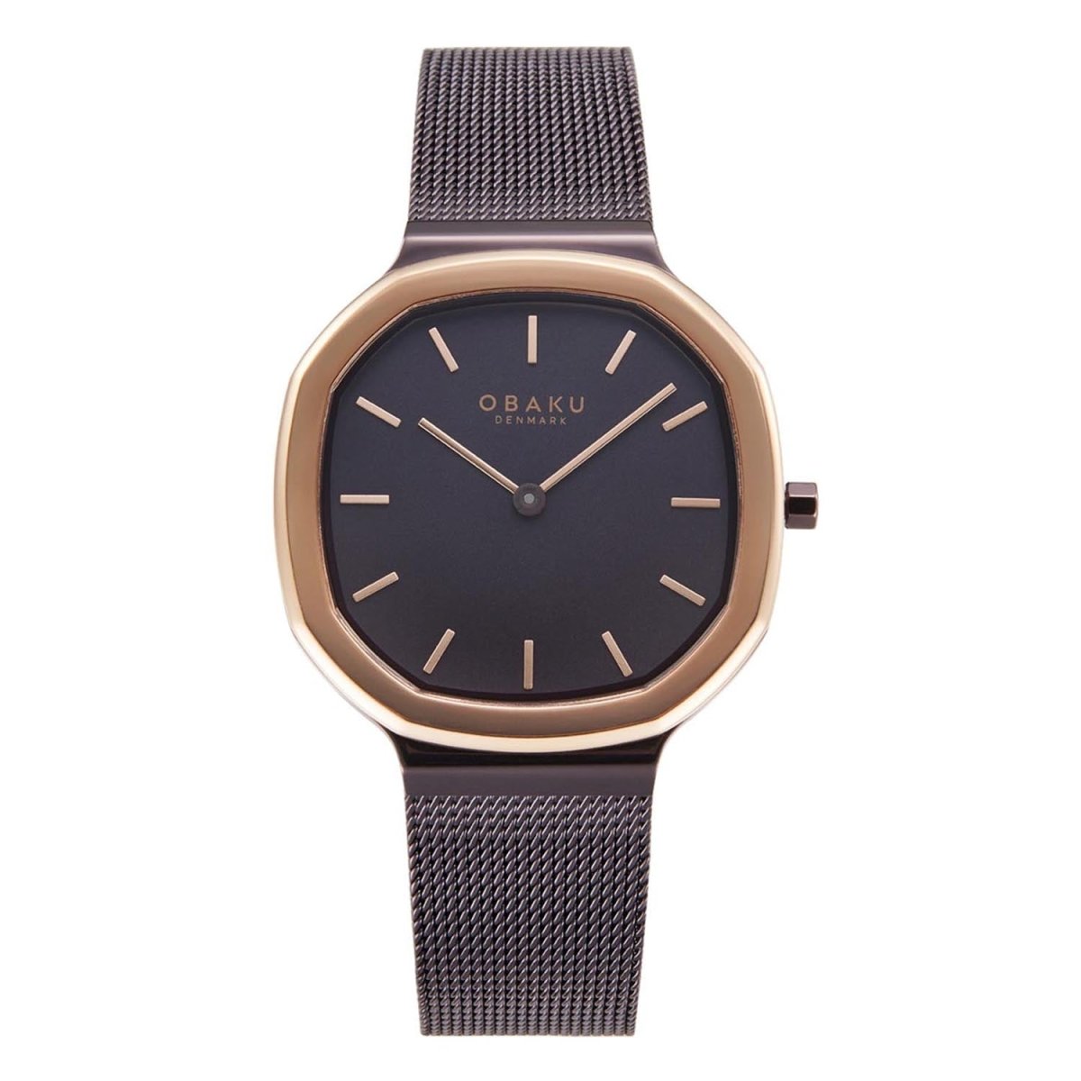 Obaku Oktant Lille Walnut Quartz 4.7mm Slim Case Brown Octagonal Dial Women's Watch- V253LXXNMN