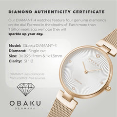 Obaku Diamant Analouge White Round Dial Women's Watch -  V256LXVIMV
