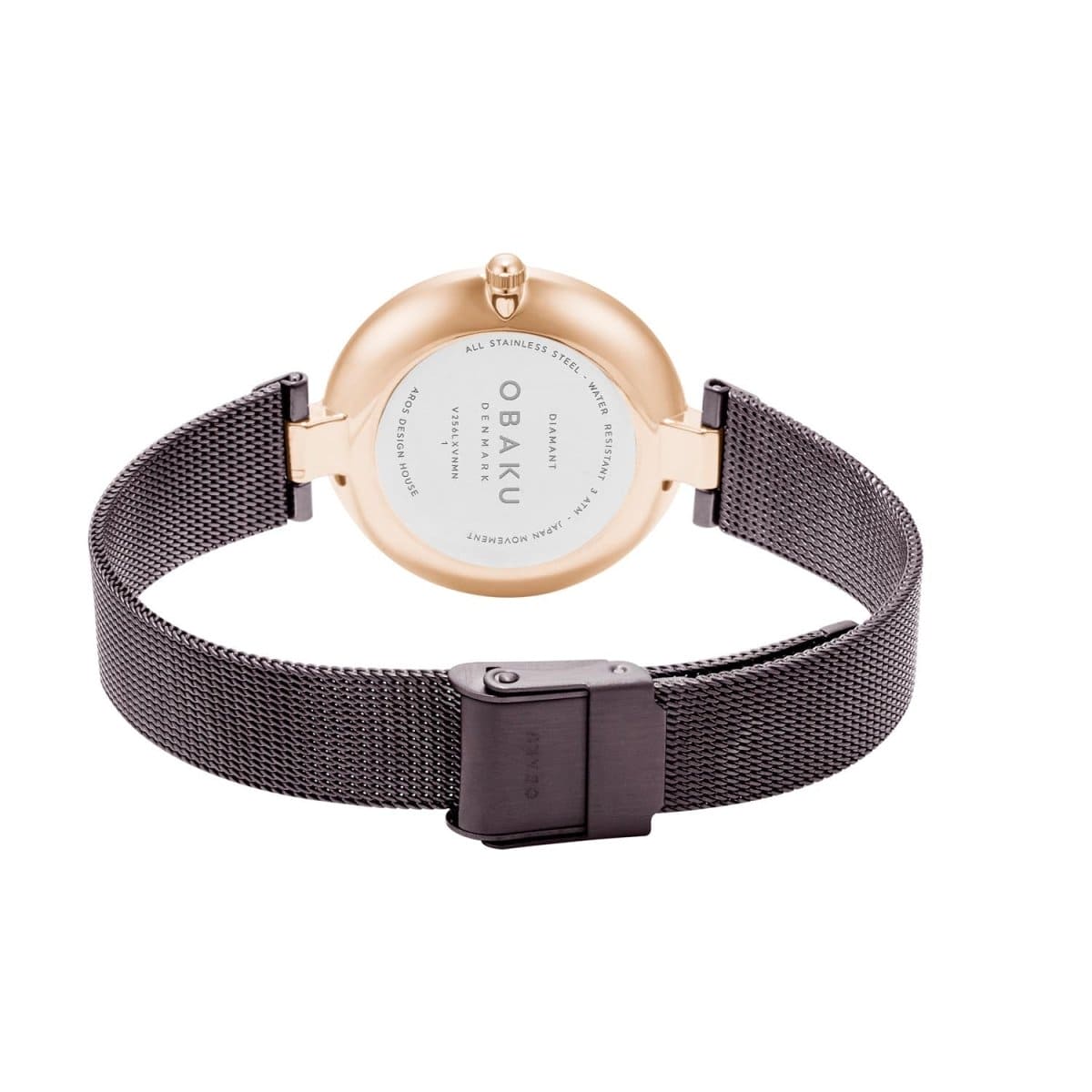 Obaku Diamant Quartz 6.4mm Slim Case Brown Round Dial Women's Watch- V256LXVNMN