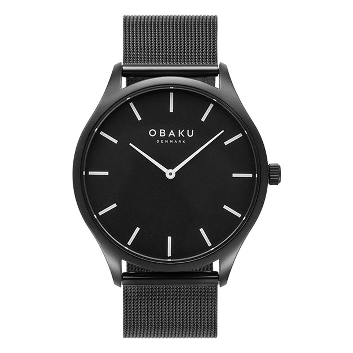 OBAKU Tang Charcoal Quartz Black Round Dial Men's Watch- V260GXBBMB
