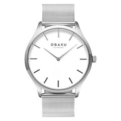 OBAKU Tang Steel Quartz White Round Dial Men's Watch- V260GXCIMC