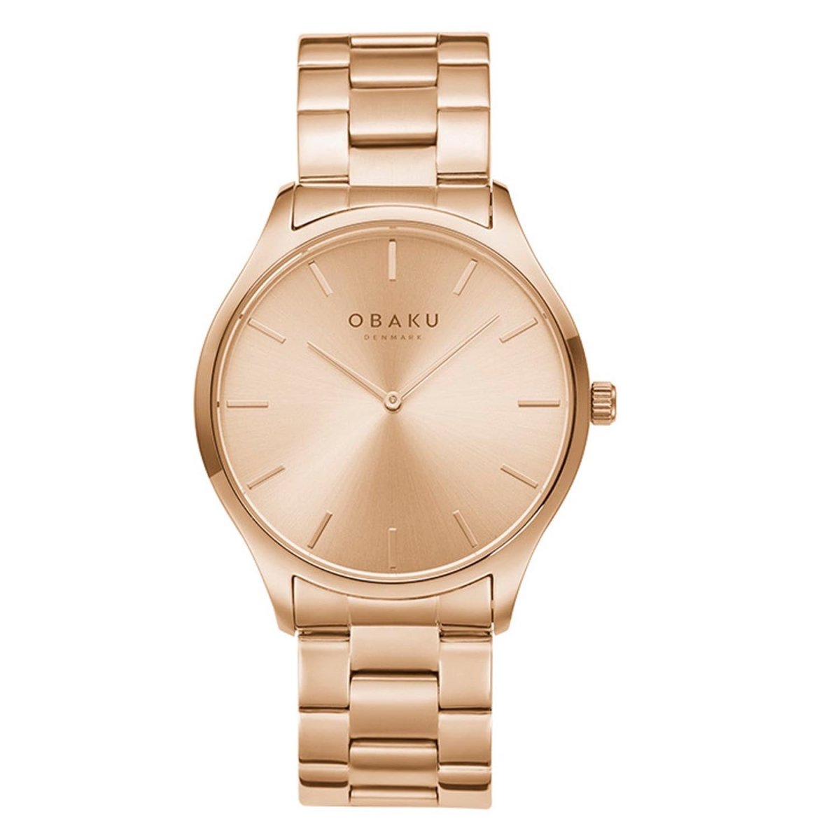 OBAKU Tang Rosette Quartz Rose Gold Round Dial Men's Watch- V260GXVVSV