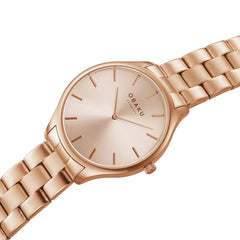 OBAKU Tang Rosette Quartz Rose Gold Round Dial Men's Watch- V260GXVVSV