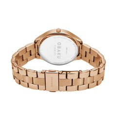 OBAKU Tang Rosette Quartz Rose Gold Round Dial Men's Watch- V260GXVVSV