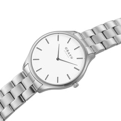OBAKU Tang Lille Brace Quartz White Round Dial Women's Watch- V260LXCISC