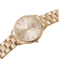 OBAKU Tang Lille Rosette Quartz Rose Gold Round Dial Women's Watch- V260LXVVSV