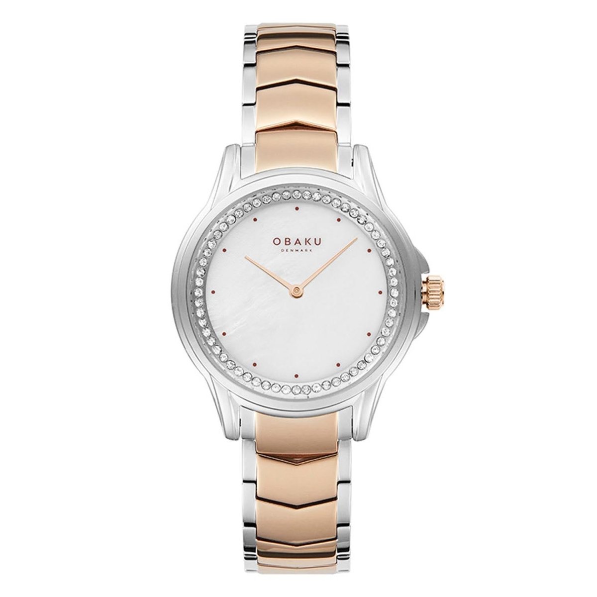 Obaku Jasmin Blossom Quartz 6.4mm Slim Case White MOP Round Dial Women's Watch- V261LECWSH