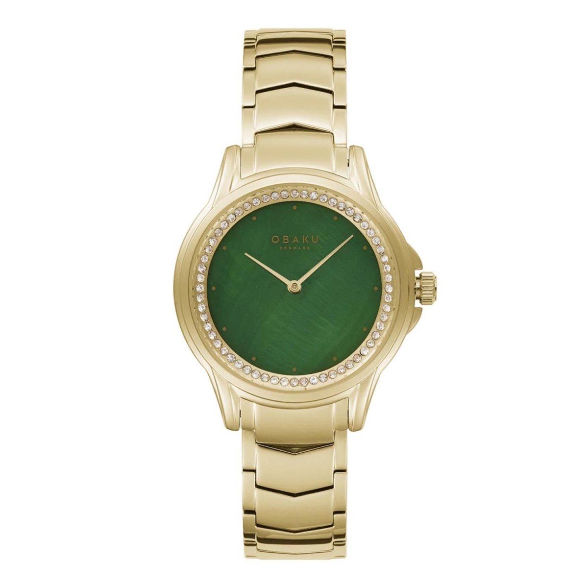 Obaku Jasmin Sugar Quartz 6.4mm Slim Case Green MOP Round Dial Women's Watch- V261LEGESG