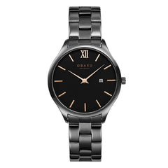 Obaku Vibe Dark Quartz Black Round Dial Men's Watch- V266GDBBSB