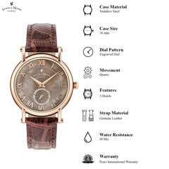 JACQUES DU MANOIR Venus Swiss Made Analogue MOP Round Dial Women's Watch- VEN.04