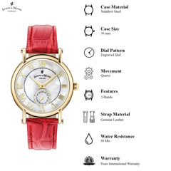 JACQUES DU MANOIR Venus Swiss Made Analogue MOP Round Dial Women's Watch- VEN.05