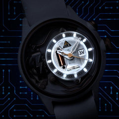 The ELECTRICIANZ ZZ-A1C/04 S.NOW Swiss Design 4 LED Nightlight Inhouse Electric Module Watch For Men